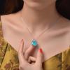 Tancise Jewelry 925 Silver Sea Ocean Blue Pendant Chamfered Square 15 * 15 Lucky Necklace 40 + 3