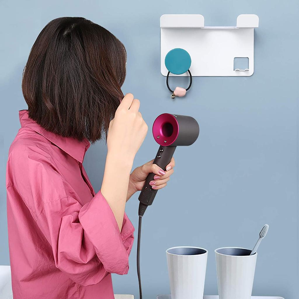 Hair Dryer Stand Holder Wall Mounted, New Upgrade Punching Or Nails-Free Glue Two Ways Blow Dryer Holder Rack Organizer for Dyson Supersonic Hair