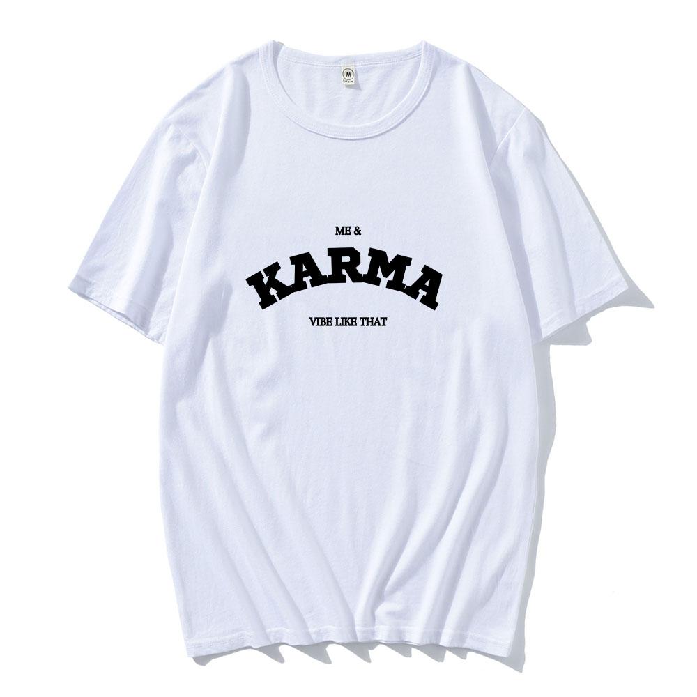Karma Is A Cat T-shirts for Spring Round Neck Print Tee-shirt Funko Pop Fashion Cotton Tshirt Ropa Hombre Comfortable Clothes