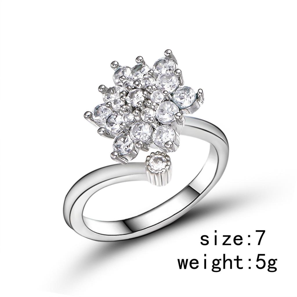 Fidget Anti Stress Anxiety Rotatable Rings For Women Fashion Shiny Zircon Flower Snowflake Spinner Finger Ring Aesthetic Jewelry