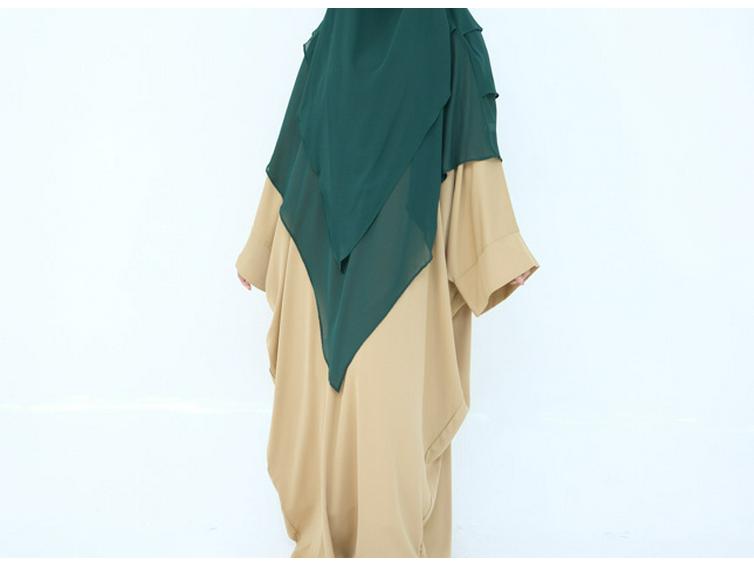 2025 Loriya Double Layer Ruffle Big Swing Middle East Solid Color Headscarf HJ927