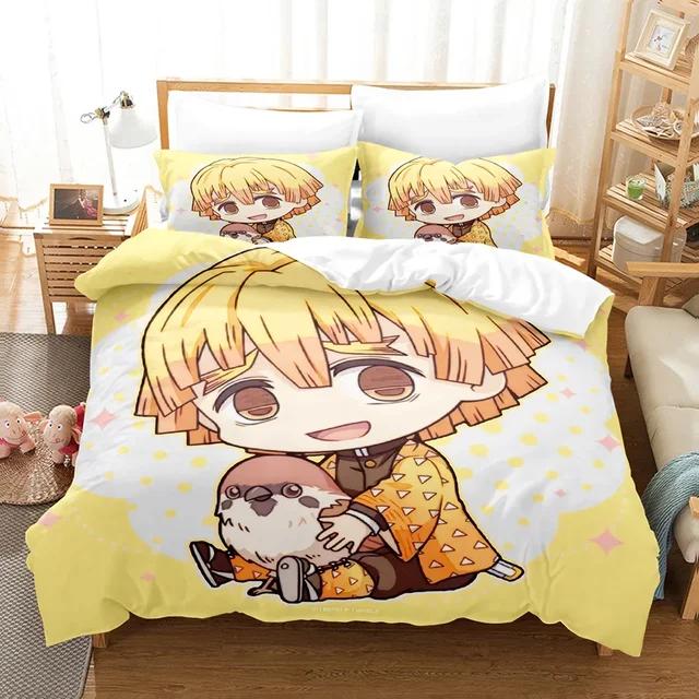 Anime Demon Slayer Bedding Sets Hot Kamado Nezuko  Duvet Cover Set for Teens Girls Cartoon Twin Single Full Bed Linen For Gift