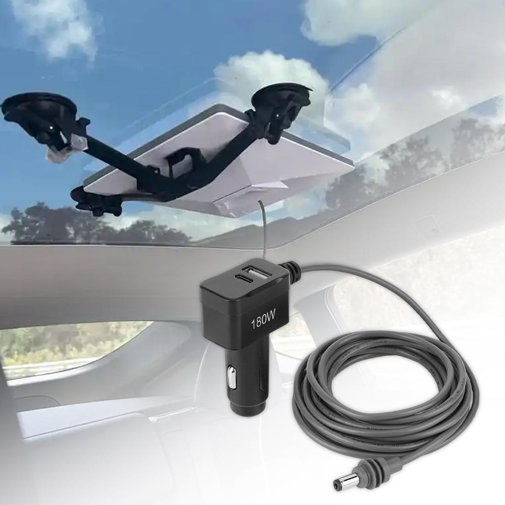For Starlink Mini 3-in-1 Cable Car Charger Cable USB C/USB A Ports DC Power Cable 12V-24V Cigarette Lighter Adapter