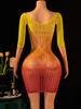 Fhseer Women'S Sexy Lingerie Gradient Color See Through Mesh Dress Half Sleeve Cutout Bodycon Mini Dress Night Club Party Wear