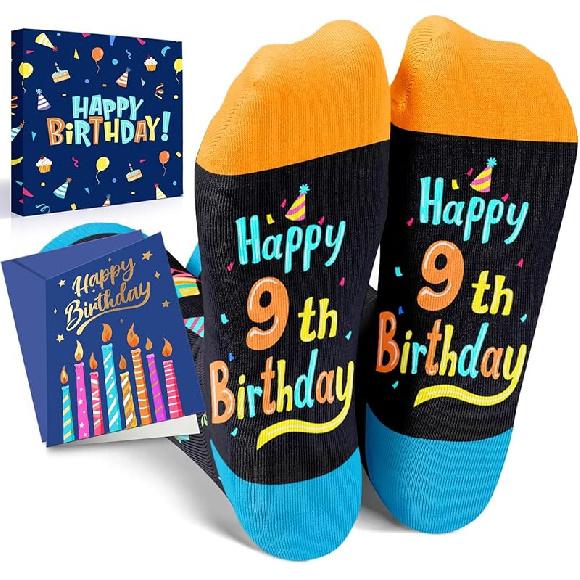 HAPPYPOP Birthday Gift Ideas for Kids - Socks for Girls Boys Age 3-12 with Greeting Card