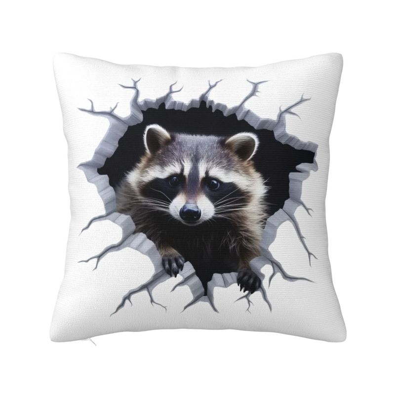 Cute Love Raccoon Throw Pillow Case Bedroom Decoration Fashion Racoon Panda Cushions Cover For Sofa Square Polyester Pillowcase