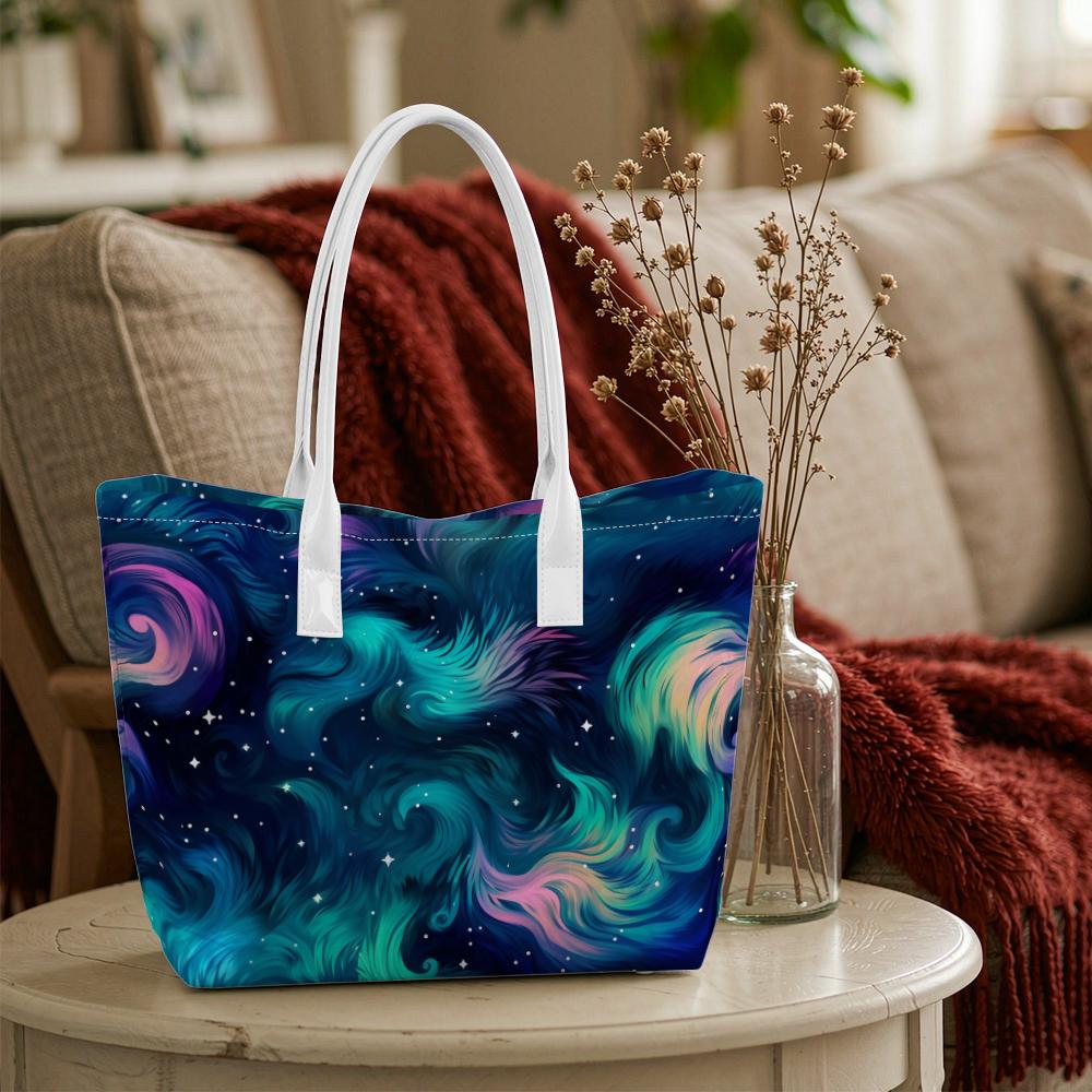 Aurora Pattern Tote Bag Fashion Casual Large Capacity Daily Outdoor Shoulder Bag