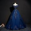 Women's 1011 One-word Shoulder Color Yarn European and American Tutu Skirt, Solo Performance Dress Wedding Dress