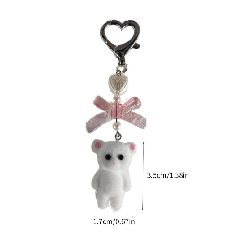 Adorable Cat Keychain with Heart Bowknot Ornament Accessory for Keys Bag Purse