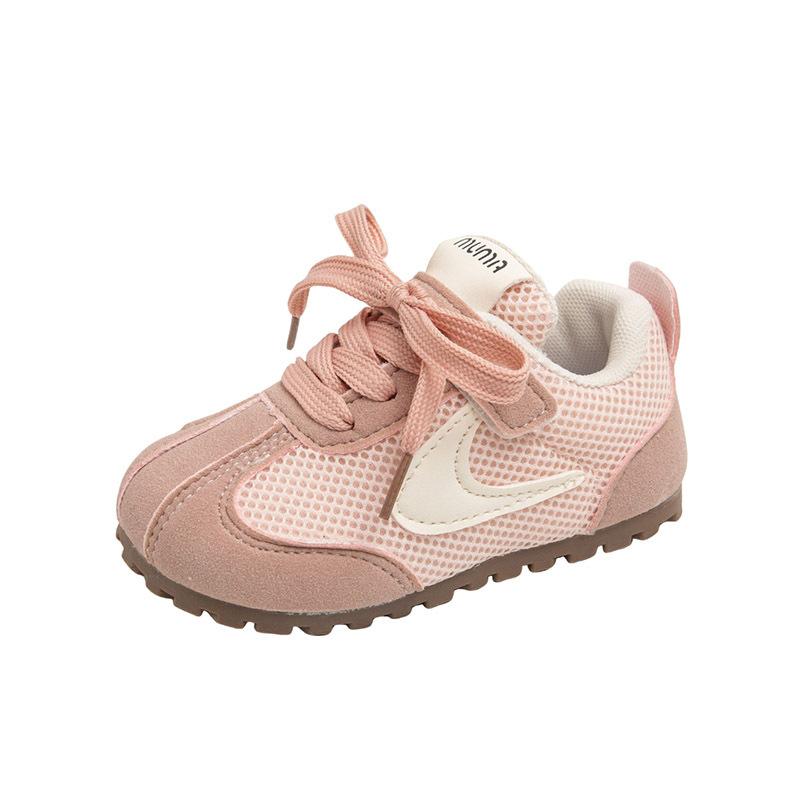 Korean-style children's sports shoes, retro spring-summer soft-soled mesh casual shoes for boys, Velcro breathable shoes for girls
