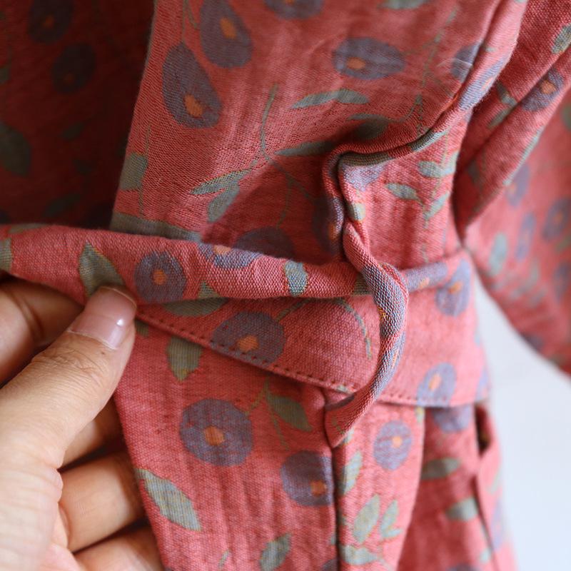 Damen Kimono Bademantel aus garngefärbtem Jacquard, Reine Baumwolle, Lässige lockere Passform für Frühling, Sommer und Herbst
