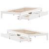 Solid Wood Bed with Drawers White 90x200 Cm Pine
