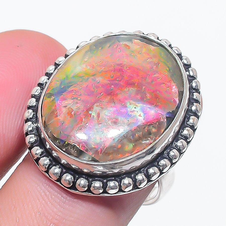 

Ethiopian Opal Gemstone 925 Sterling Silver Jewelry Ring Size 7