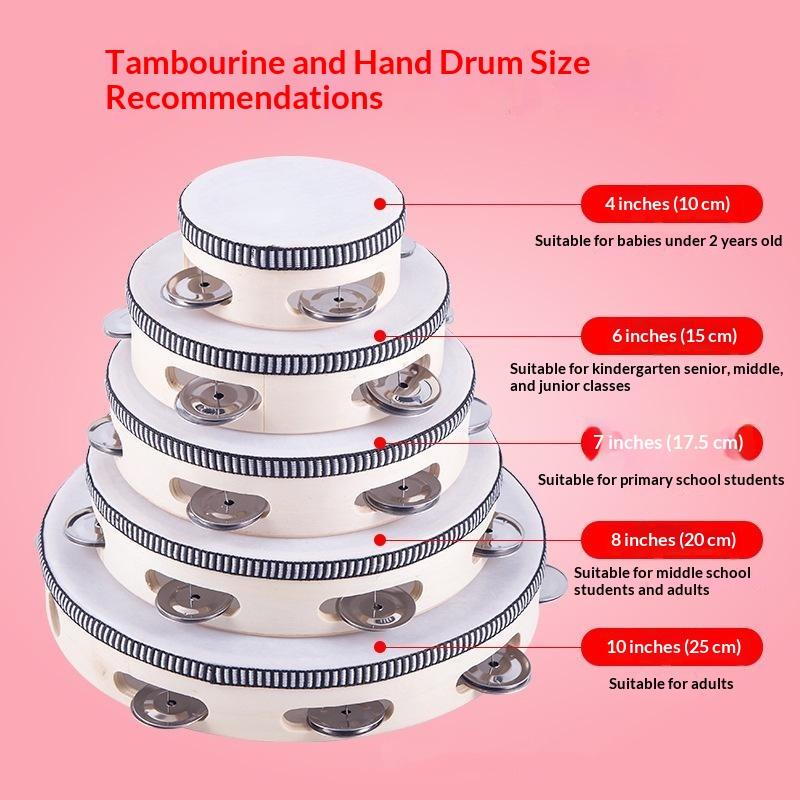 Dance Concert Tambourine Rhythm Instrument Handheld Percussion Instruments For Children Hand-Drum Dance Teaching Aids