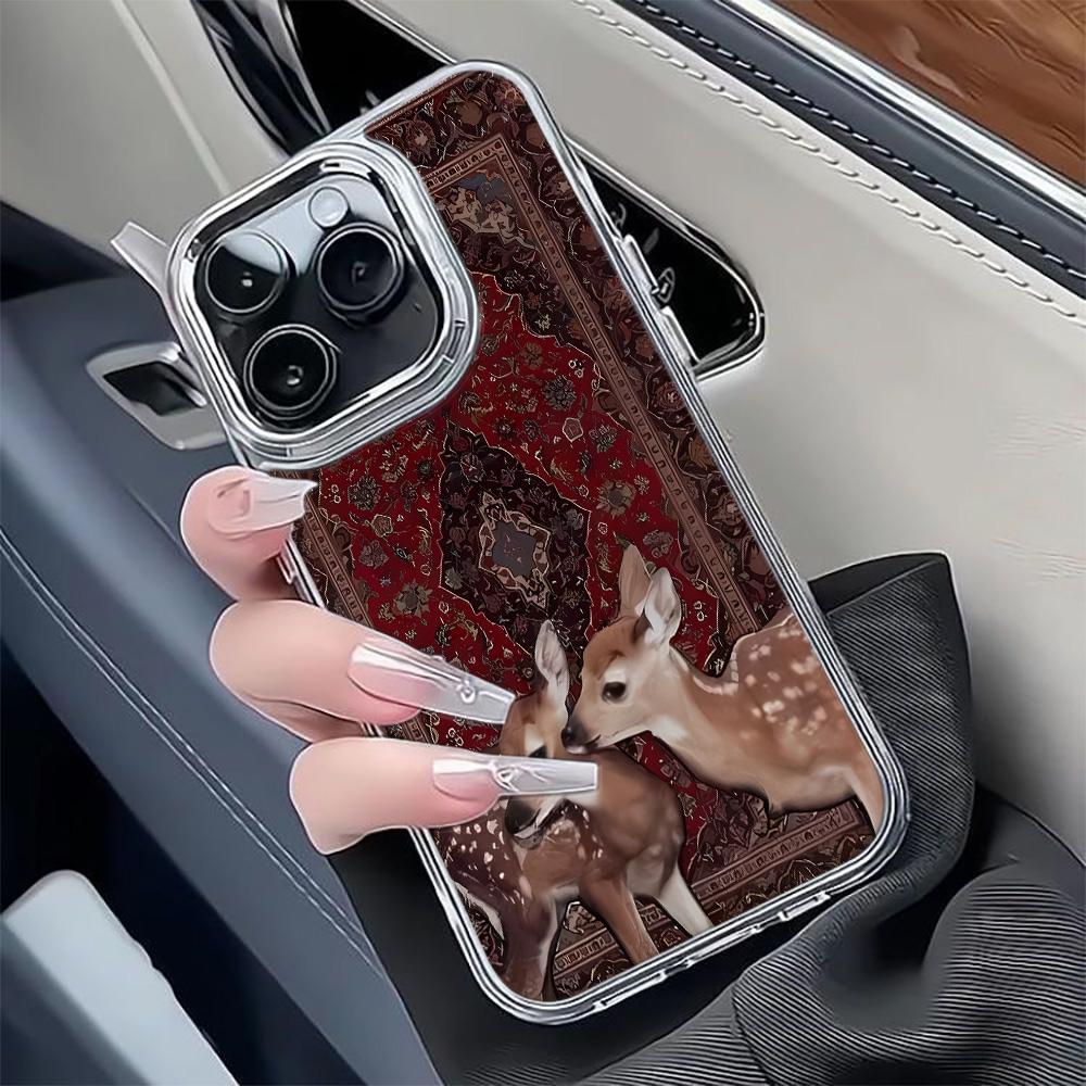 Two Deer Phone Case For Iphone 17 17E 16E 15 Pro Max 12 14 11 16 13 Transparent Ultra-Thin Protective Shell Coque