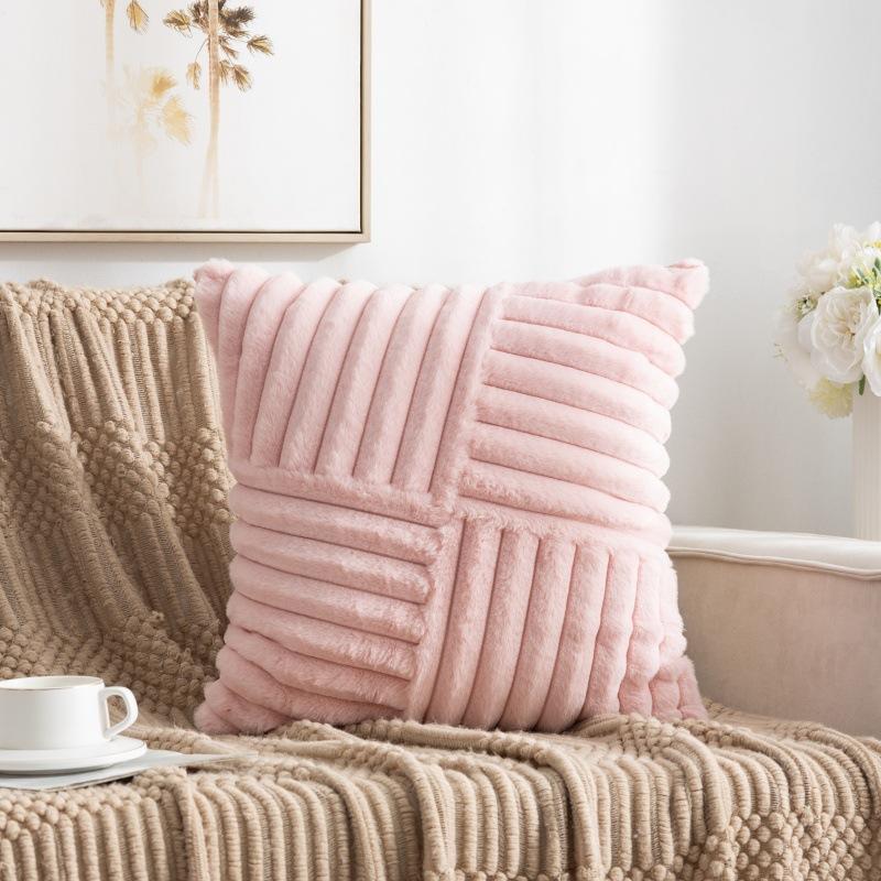 

Большая полосатая наволочка из кроличьего бархата без наполнителя, домашняя наволочка для диванной подушки, стеганая прикроватная наволочка из кроличьего меха 45 * 45Cm (excluding pillow core)