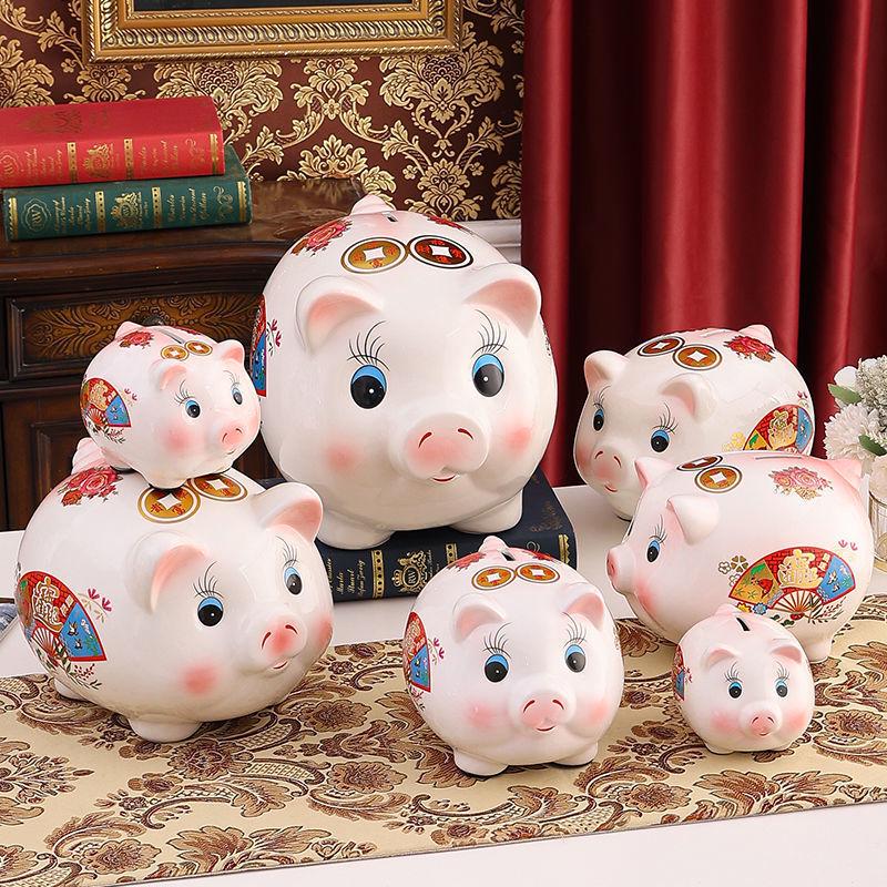 Unopenable Little Pig Ceramic Money Box - New Year Style for Kids