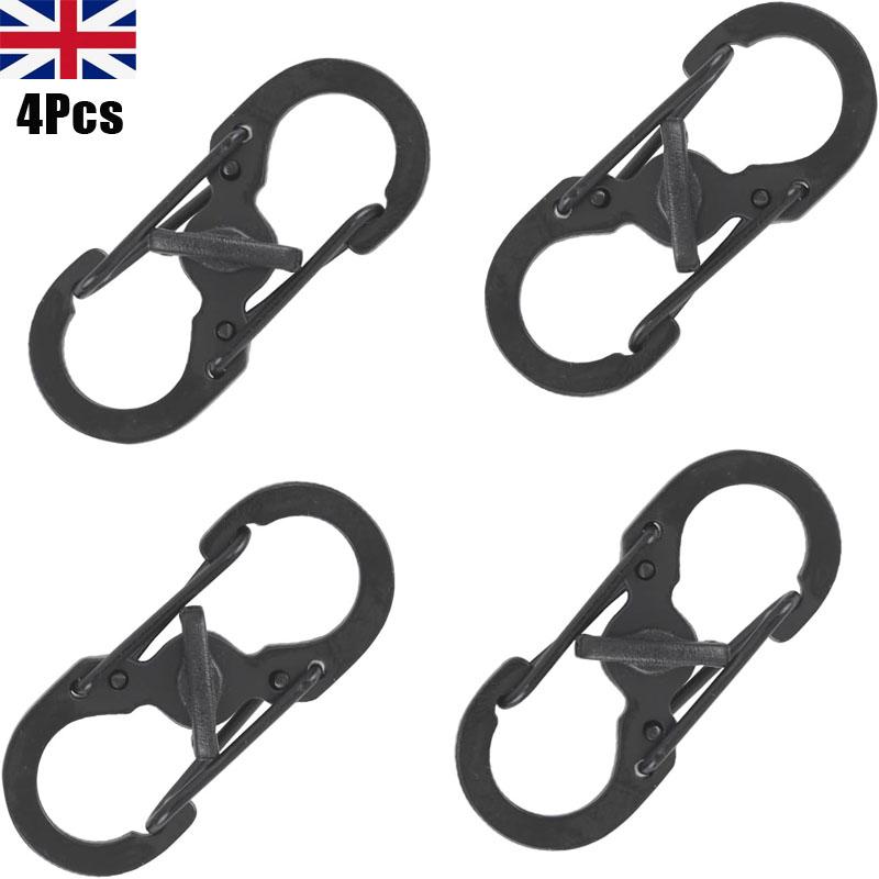 

4 шт. S-образный карабин с мини-крючком из нержавеющей стали с двойной пружиной и надежным замком 4Pcs