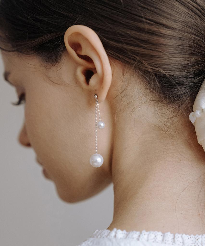 Has Hml009 Pearl Drop Chain Earrings