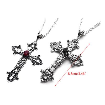 Collana a Croce Colore Argento Con Cristalli Simbolo Crocifisso Gotico Gioielli Unisex