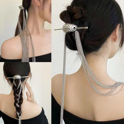 Cold and Distinctive Long Tassel Hairpin High-end Feel New Chinese-style Ponytail Hairpin Exaggerated Hairpin Hair Accessory New