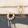 Niche Design High-End U-Shaped Pearl Ear Buckle Women'S Fashion Versatile Titanium Steel Embedded Pearl Earrings Jewelry