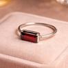 Red Garnet Minimalist Statement Ring, 925 Sterling Silver Jewelry, Handcrafted Gold Fill Ring for Women