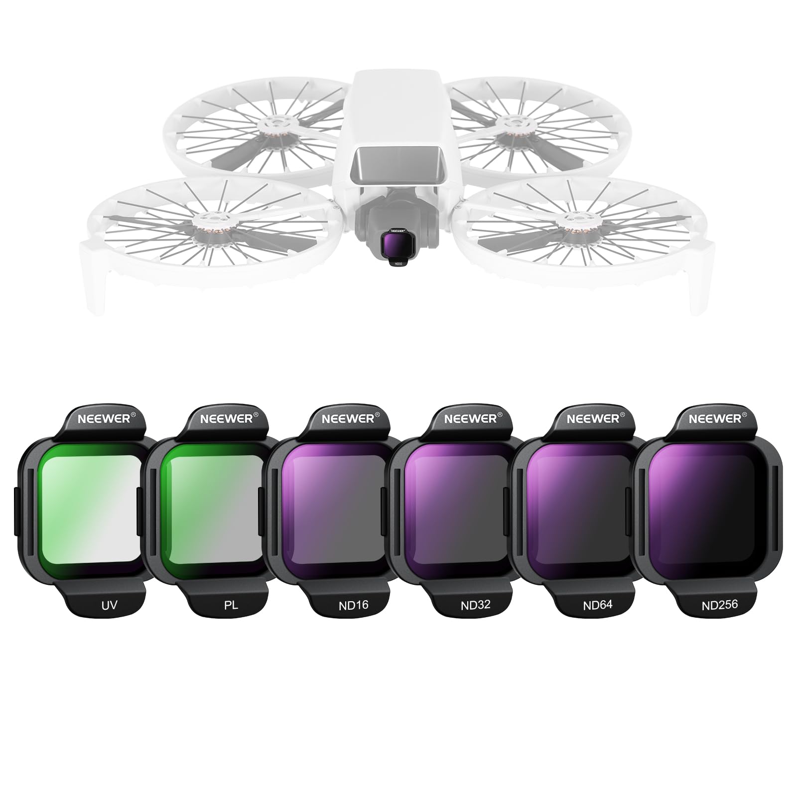 

Набір ND-фільтрів NEEWER Сумісний з дроном DJI Flip 6 штук ND16 ND32 ND64 ND256 CPL UV HD Оптичне скло Фільтр нейтральної щільності Поляризаційний фільтр Дрон