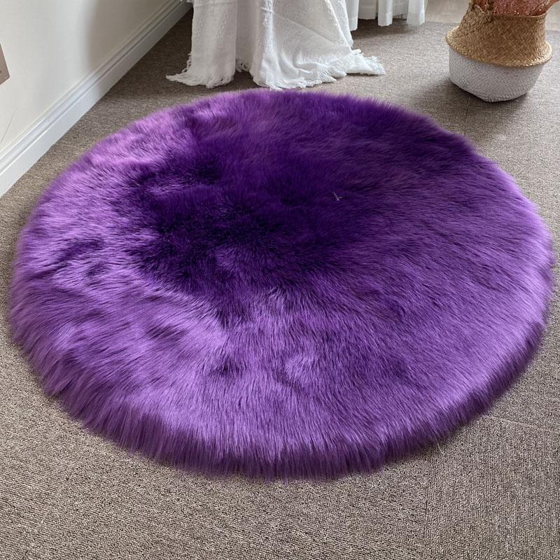 Round Carpet Shaggy Sheepskin Children'S Bedroom White Fur Rug Soft Thick Living Room Sofa Area Rug Artificial Wool Carpet Decor