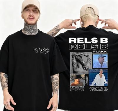 2025 Summer Rapper RELS B Thin Flakk Tour Fan Tshirt Male Hiphop Retro Cotton Shortsleeved Tshirt Clothing Top