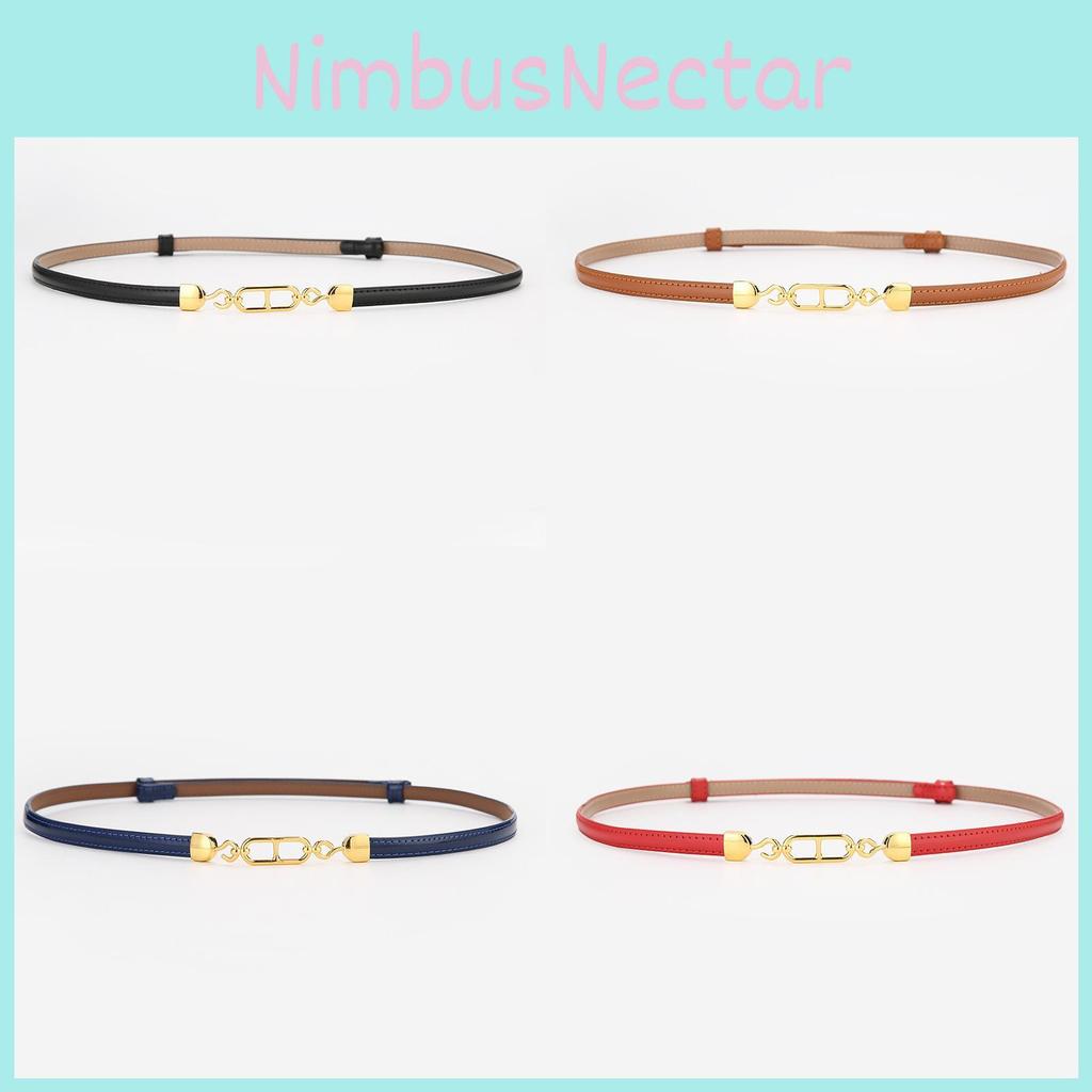 Genuine Leather Slim Waist Belt With Metal Clasp For Elegant Dress Accessories