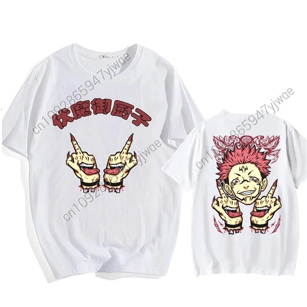 Japanese Anime Jujutsu Kaisen Ryomen Sukuna Character T-Shirt Demon Slayerr Tee Men Casual Loose High-Quality Cotton Top