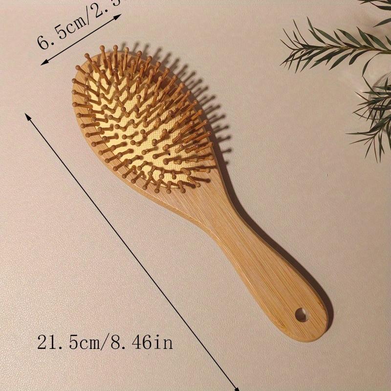 1pc Oval Air Cushion Bamboo Comb, Natural Bambin/Curly/Dry Hair, Suitable for Men and Women, Massages Scalp Anti-Static Hair Detangle