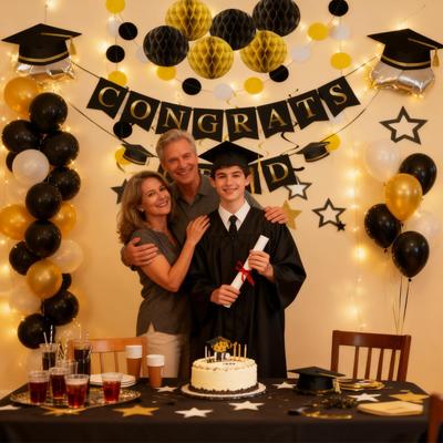 Class Of 2026 Decorations Grad Sign Paper Stars Balls Happy Graduation Banner For College High School University Door Ceiling