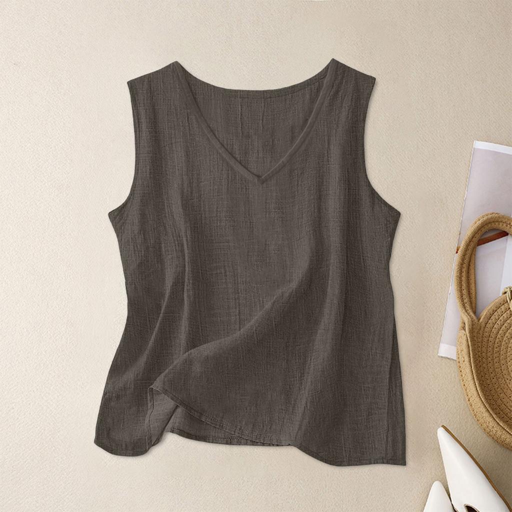 Sleeveless V Neck Tank Top for Women Lightweight Casual Loose Fit Summer Blouse Soft Breathable Fabric