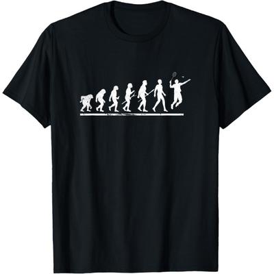 Badminton Entwicklung des Menschen Lustiges Schläger Ball Feder Vintage T-Shirt(1)