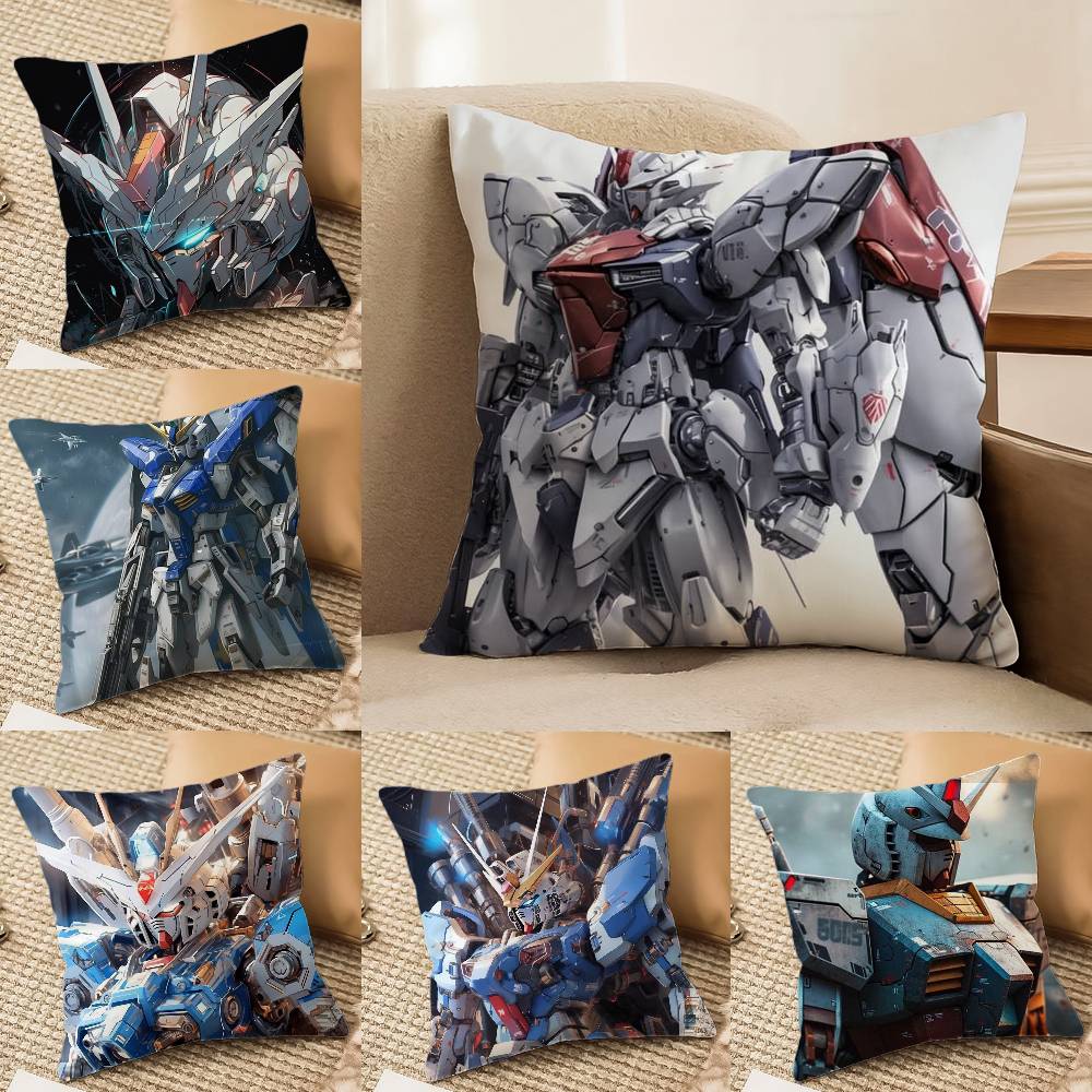 Mobile Suit Gundam Zeta Gundam Anime Plush Pillow Cover Soft Short Plush Cushion Cover For Sofa Bedroom Home Decor Gift
