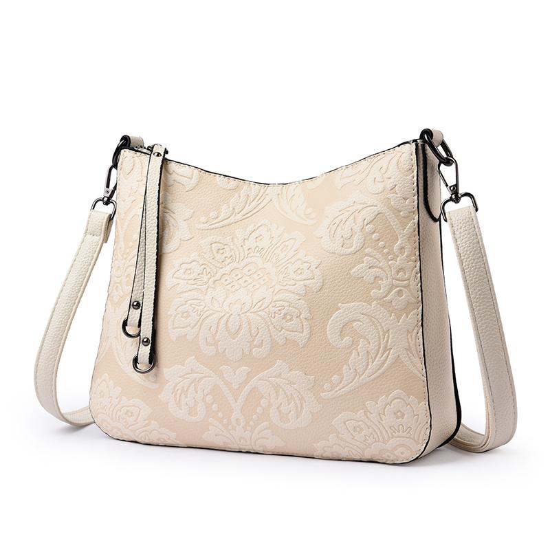 Genuine Retro Luxury Leather Crossbody Bag Women Shoulder Messenger Bags Printing Trendy Handbag Large Capacity Purse Sac A Main