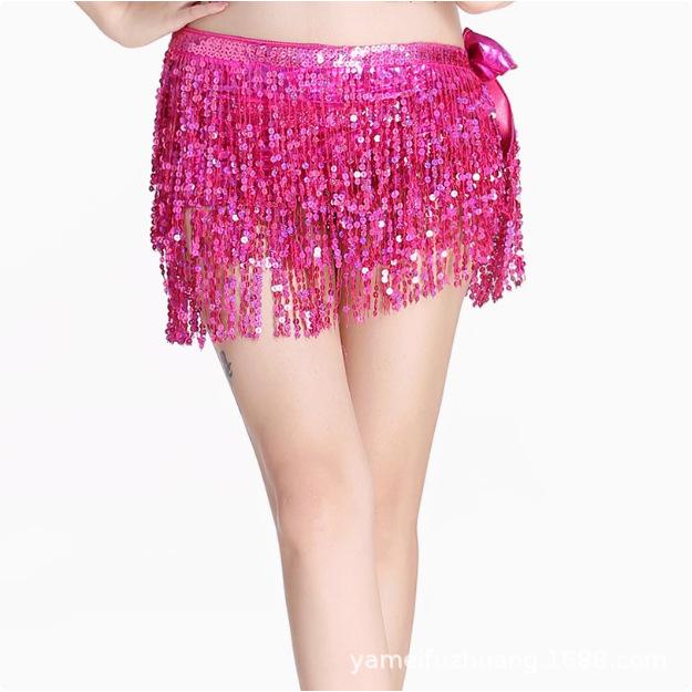 Halloween Belly Dance Hip Scarf Performance Sequin Tassel Waist Chain Bohemia Waist Scarf Sexy One Piece Skirt