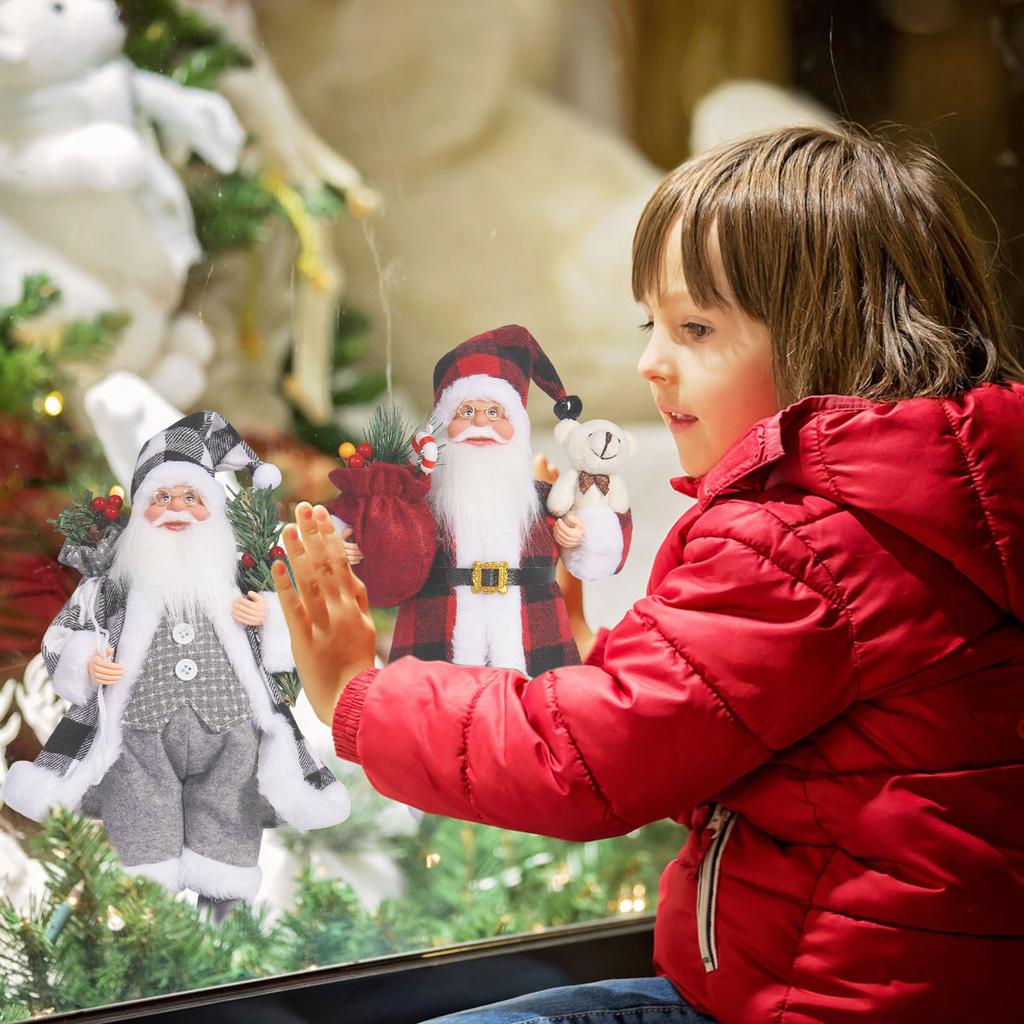 12-inch Figurine, Standing Santa Doll, Window Display Decoration, Gift