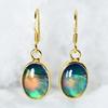18K Gold Plated 27.75Ct Natural Multicolor Opal CERTIFIED Oval Gem Earring Pair MY. ER-46-NS