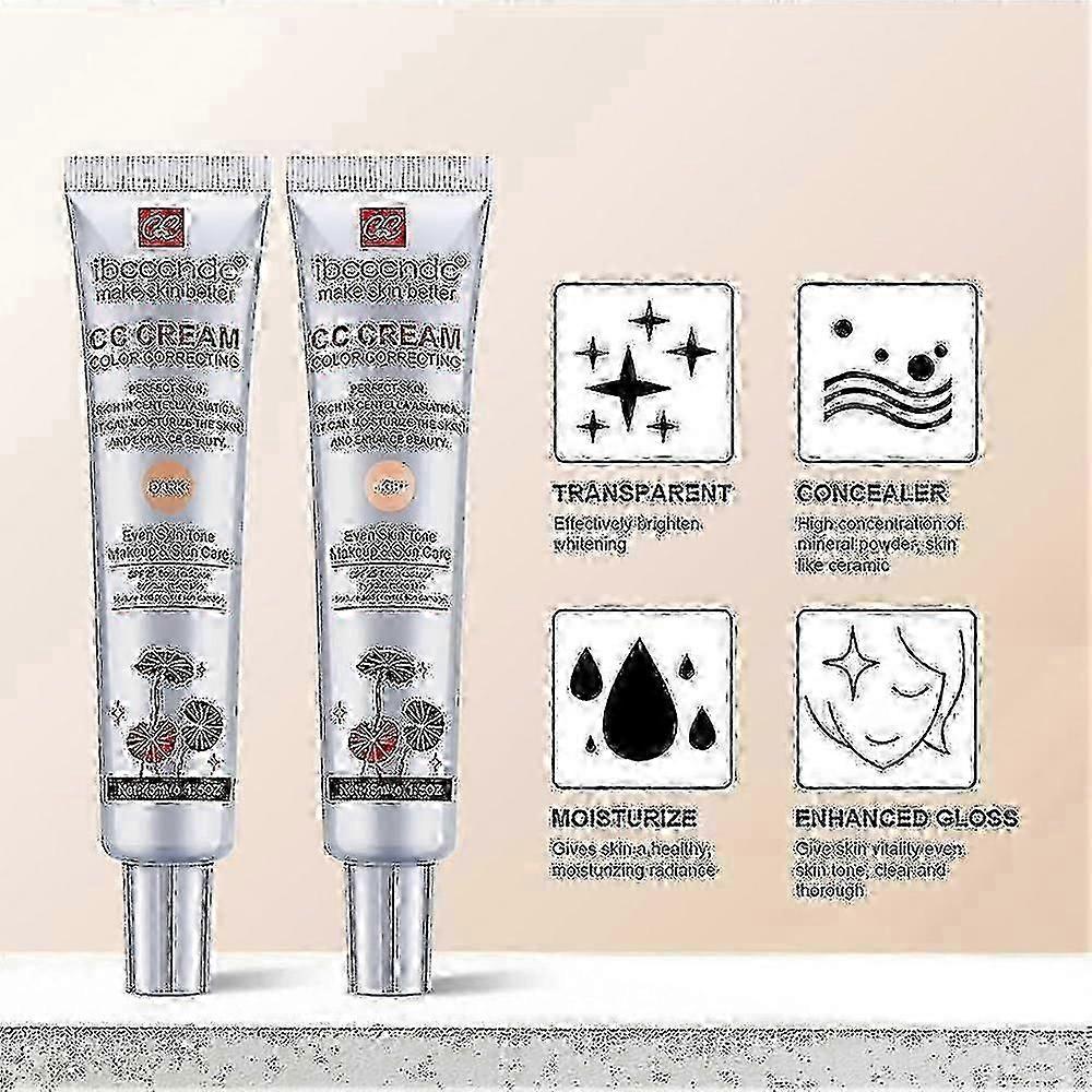 Korean Color Changing Cc Cream- 2 In1 Skincare Makeup,45ml Hydrating Foundation With Centella Asiatica Multi-purpose Pre-makeup Primer Moisturizing