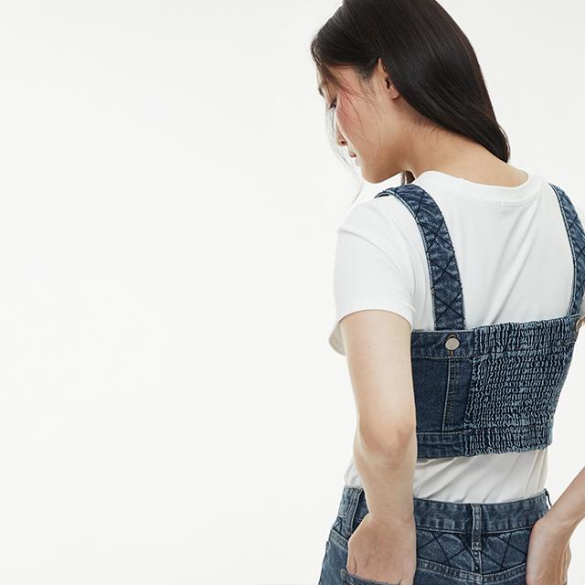 LAP Smoking Diamond Bustier Denim Blouse Aq1Db360