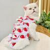 Cat Neutering Suit Fruit Print Recovery Clothing Anti-Lick Jumpsuit After Surgery Adjustable Strap Soft Breathable Postoperative Care Clothes