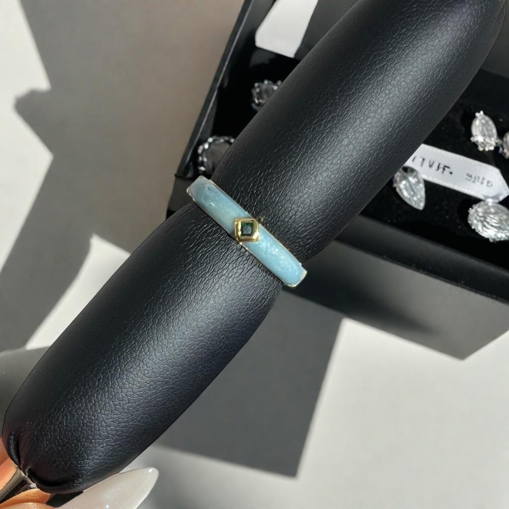 Cream Sea Blue Oil Drop Pink Enamel Love Zir*****Pen Ring Niche High-End Temperament Light Luxury Ring Woman