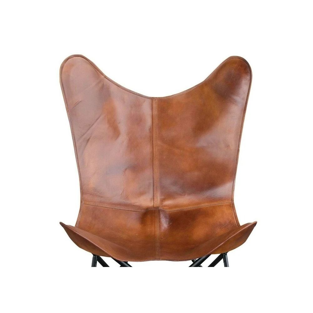 {Doar husă} Scaun fluture din piele de bivol lucrat manual, modern, de accent pentru lounge, de schimb