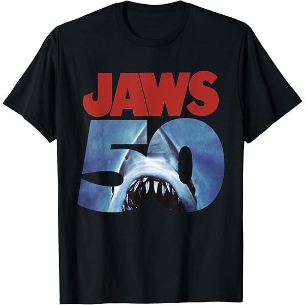 New Hot Jaws 50th Anniversary 1975-2026 T-Shirt Black Full Size PP2162 S