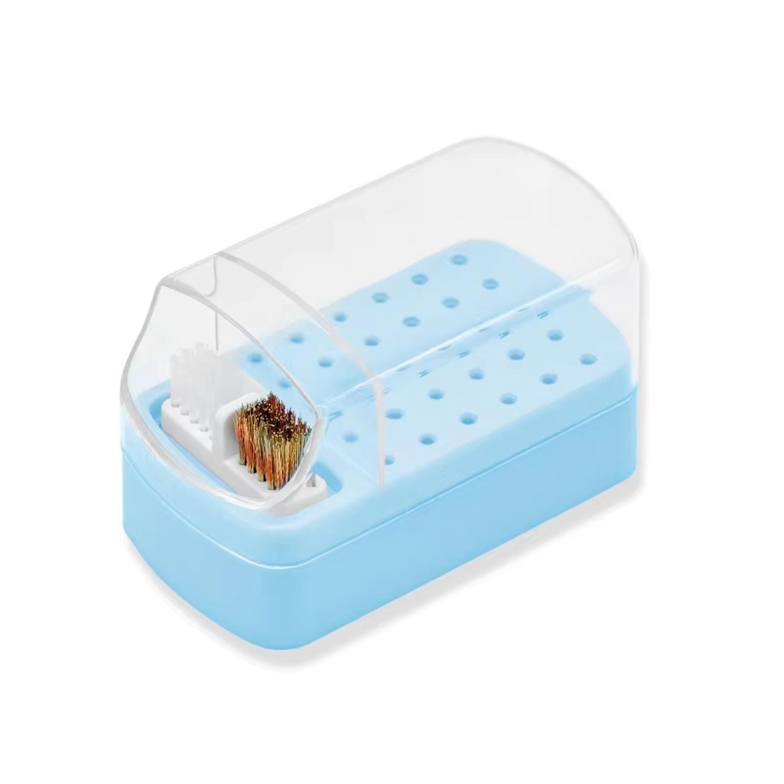 

Holes Nail Drill Bit Holder 2-in-1 Cleaning Storage Organizer Display Case one size синий
