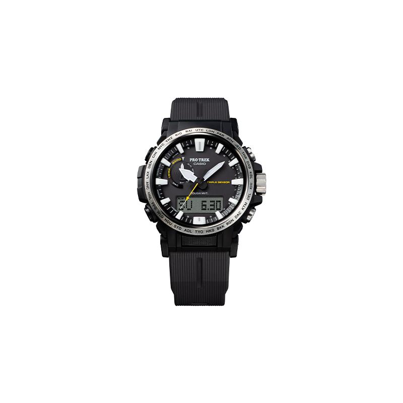 

Casio PRO TREK Series-Disc Dual Display Classic Outdoor Power Mountaineering Luminous Multi-Function Solar Movement Resin Strap Japanese PRW-61-1APR чорний