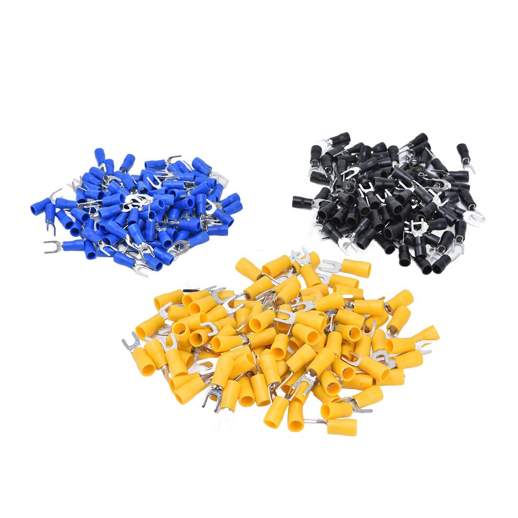300Pcs Insulated Fork Spade Terminals Copper PVC U Type Wire Connector for Transportation Lighting(SV1.25 4+SV2 4+SV5.5